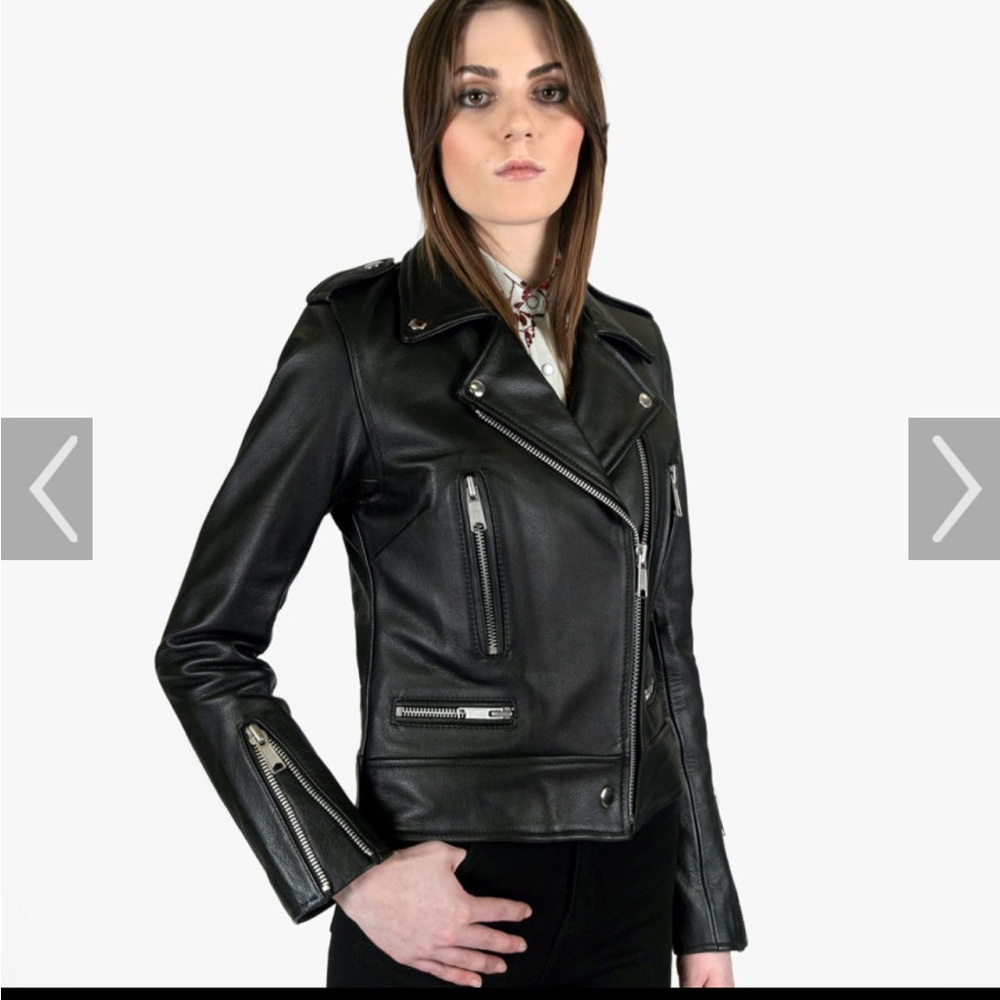 Straight to Hell Black Leather Biker Jacket